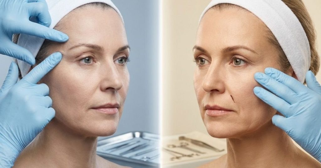 temporal lift ile orta yuz germe farki